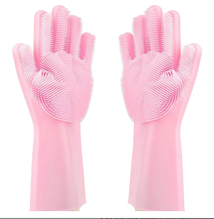 Multi-use Latex fre scrubber gloves for Dishwashing car cleaning and kitchen gloves (Multi-colour, 1 pair)
