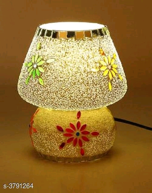Multicolor Hand Decorative With Colorful Beads & Chips Glass Table Lamp Vol 2