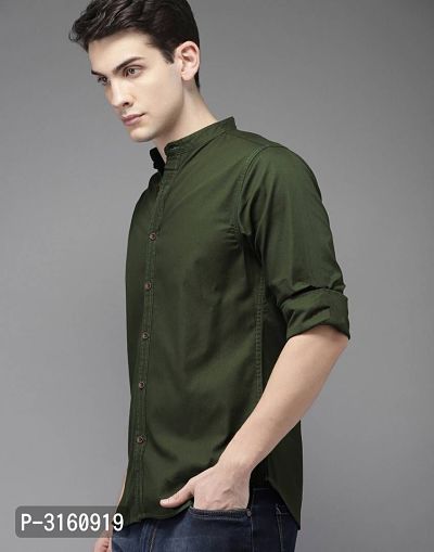 Slim Fit Mandarin Collar Cotton Cssual Shirt.
