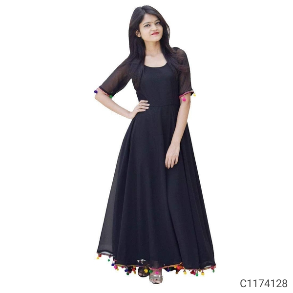  Women's Polyester Solid Gowns