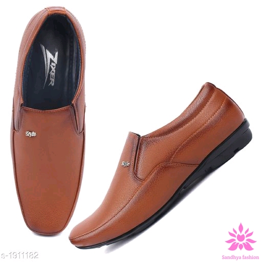Stylish Synthetic Leather Men's Formal Shoes, Light Brown Colour