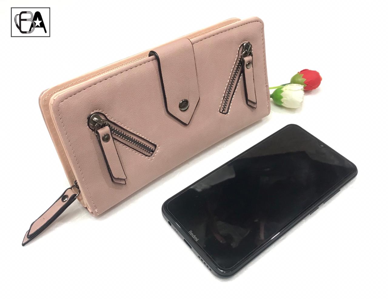 Trendy Wallets For Mobile, Baby Pink Colour