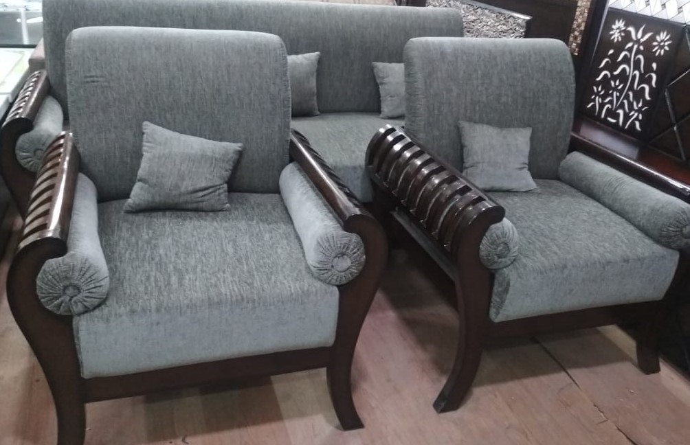 Sofa Set 5 Seater Grey & Brown Color