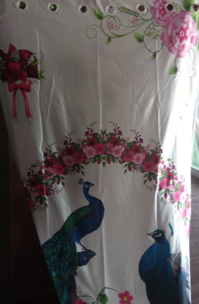 Printed Curtain of Peacock 7"