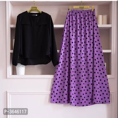Polka Dot Maxi Skirt and Solid Top Sets