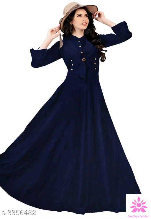 Anastasia Graceful Taffeta Silk Women's Solid Western gown