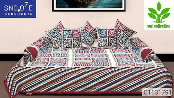 Snooze Jaipuri Printed Cotton Diwan Set