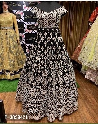 Georgette Embroidered Ethnic Gown