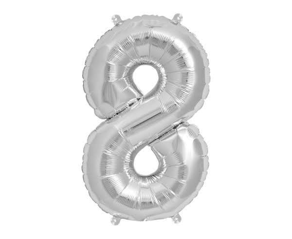 16" Numerical 8 Silver Balloon