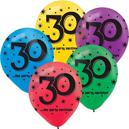 "30" Printed Birthday Balloons 12in - 15CT