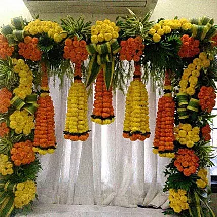 Orange and Yellow Floral Bottle Shape Decoration