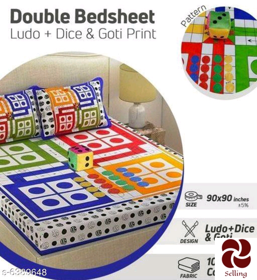 Cotton Double Bedsheet With Dice & Goti