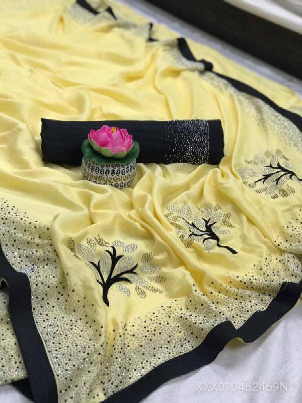 Joya Silk Embellished Saree With Lace Border