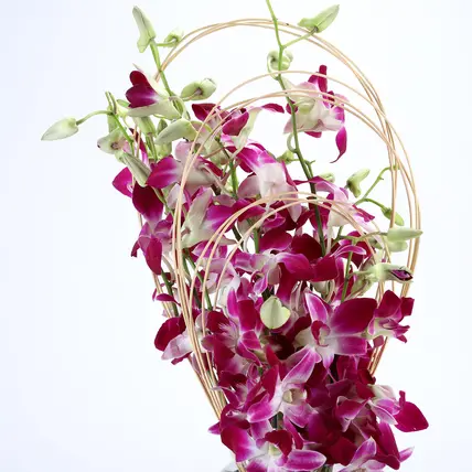 10 Purple Orchids Vase Arrangement