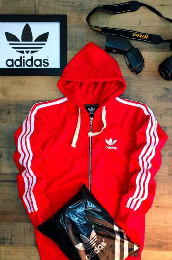 Hooded Sweat shirts, Red with 3 Stripes sleeve Tape