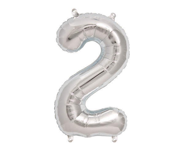 16" Numerical 2 Silver Balloon