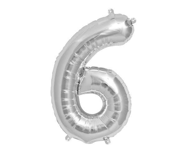 16" Numerical 6 Silver Balloon