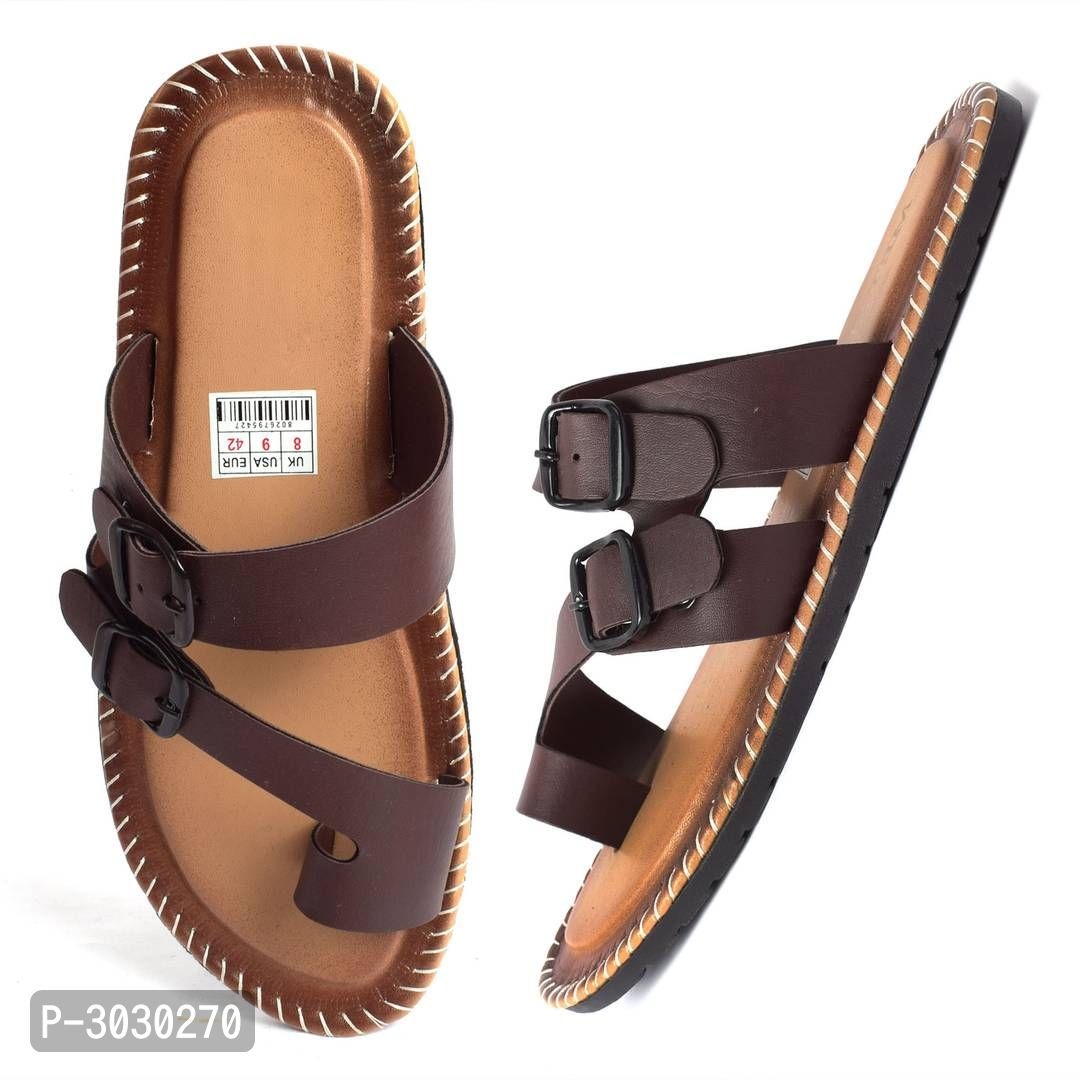 Elegant Synthetic Leather Slippers For Men