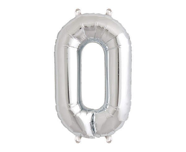 16" Numerical 0 Silver Balloon