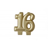 16th Birthday Golden Candle - 3"
