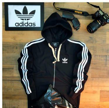Hooded Sweat shirts, Black with 3 Stripes sleeve Tape