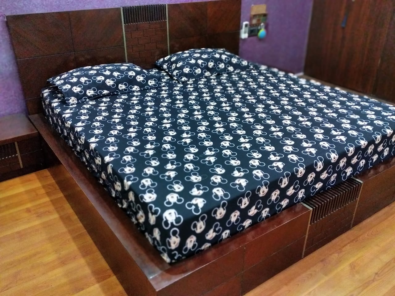 Housiery Cotton Fitted Bed Sheet King Size 3