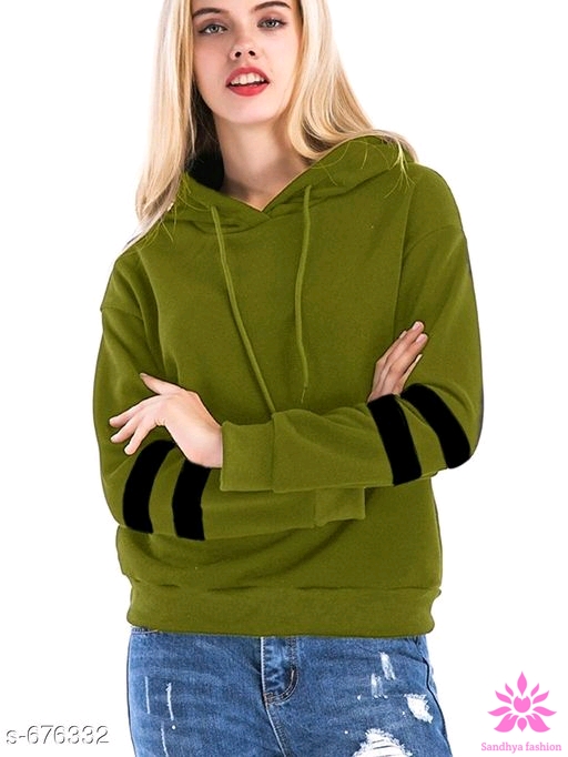 Women's Voguish Fleece Printed Sweatshirts, Green