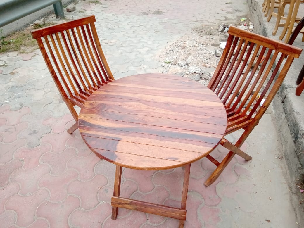 2 Chair With Table Folding Sheesham Wood 