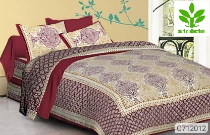 King Size Abstract Printed Cotton Double Bedsheets
