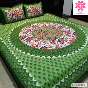 Floral printed cotton double bedsheet