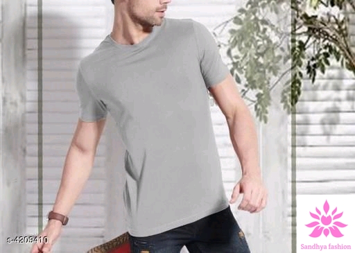 Olla Stylish Cotton Men's T-shirts, Grey