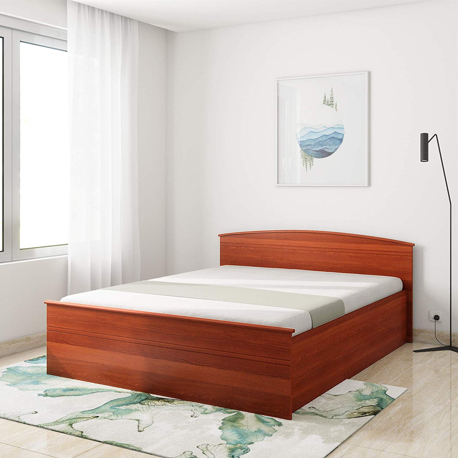 Solimo Optima Manual Box Storage Queen Bed (Sienna Cherry)