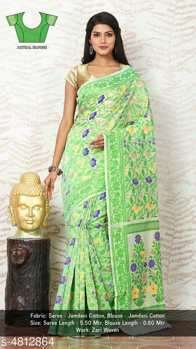 Trendy jamdani cotton women's sarees.