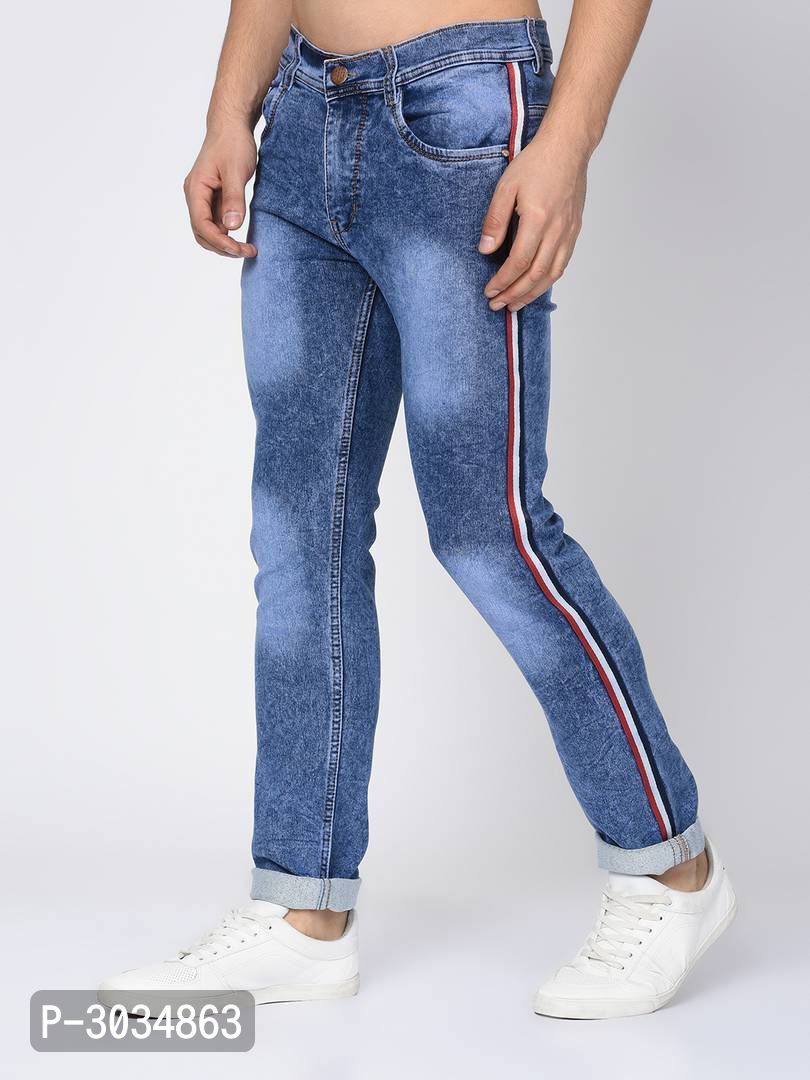 Blue Denim Faded Slim Fit Low-Rise Jeans