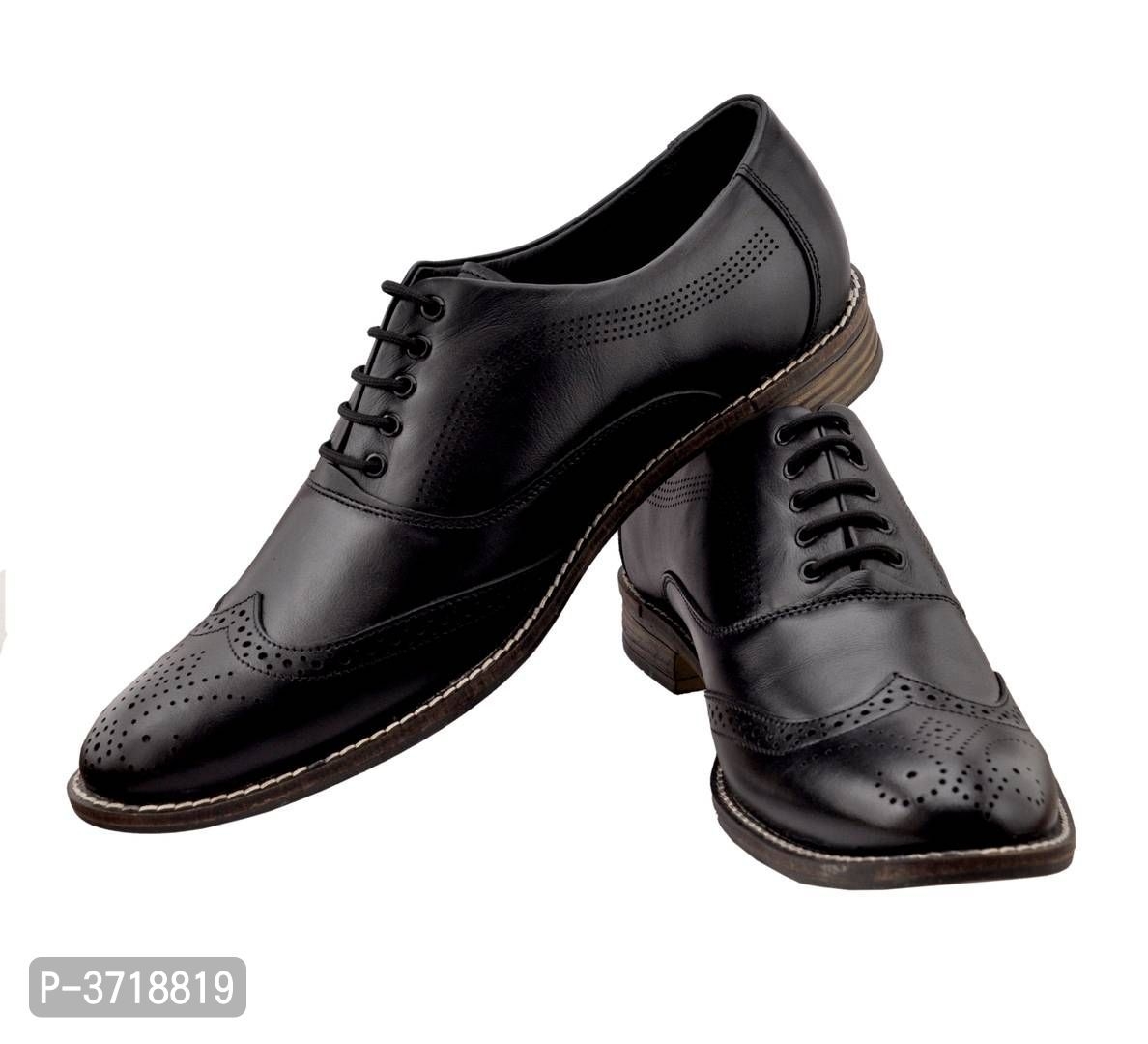 Men's Leather Black Solid Formal Shoes