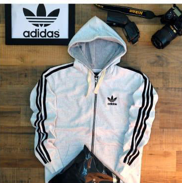 Hooded Sweat shirts, White Colour With 3 Stripes sleeve Tape