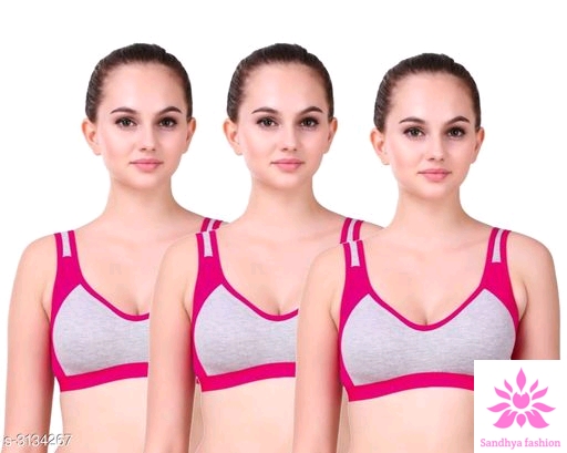 Trendy Women's Cotton Solid Non-Padded Sports Bra Combo
