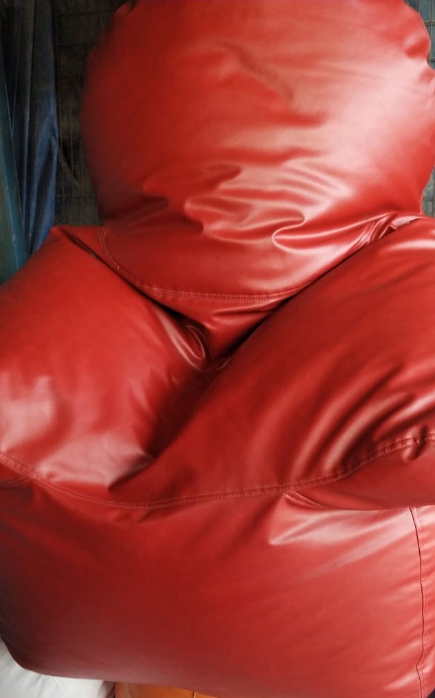 Arms Chair Bean Bag Filled With Beans, Red (With Fillers)