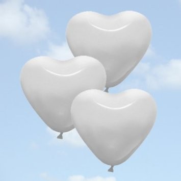 White Heart Shaped Balloons - 25PC
