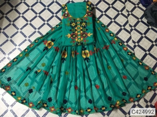 Chanderi Cotton Embroidery Un-stitched Dress