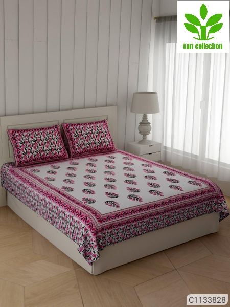  Floral Printed Cotton Double Bedsheets 