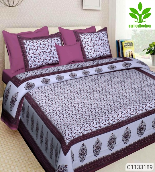 King Size Printed Cotton Double Bedsheets 