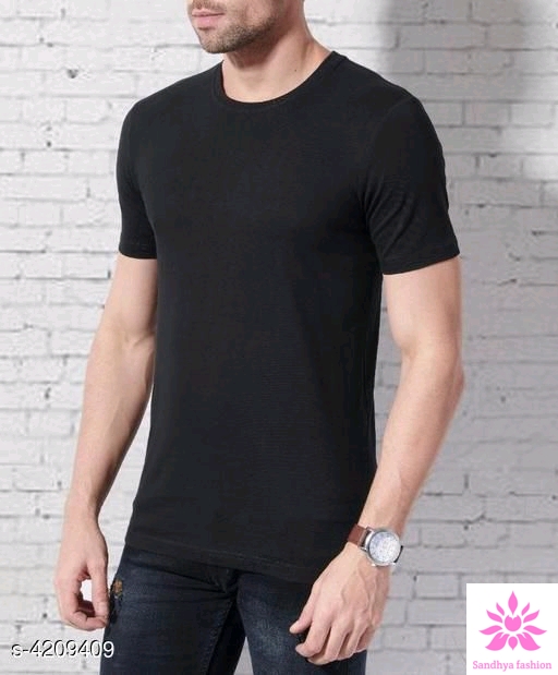 Olla Stylish Cotton Men's T-shirts, Black