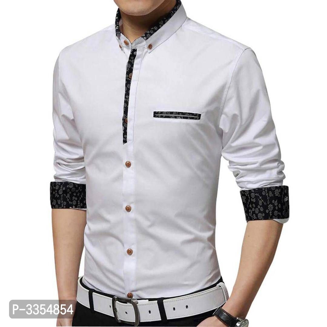 Men's Cotton Self Pattern Slim Fit Shirt