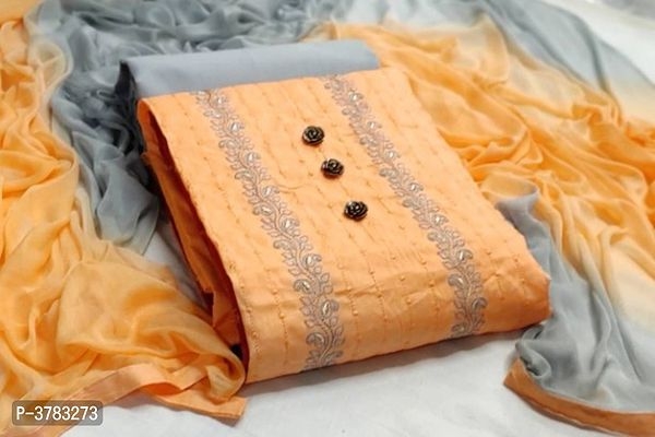 Attractive Cotton Embroidered Dress Material With Dupatta