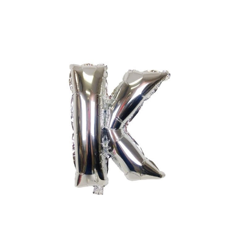 16" Letter K Silver Balloon