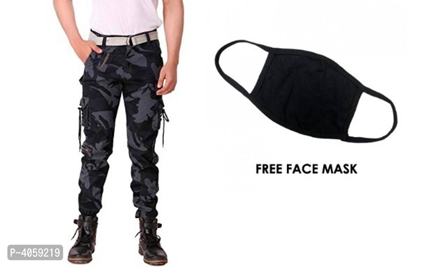 Cotton Regular Fit Cargo with Free Mask.