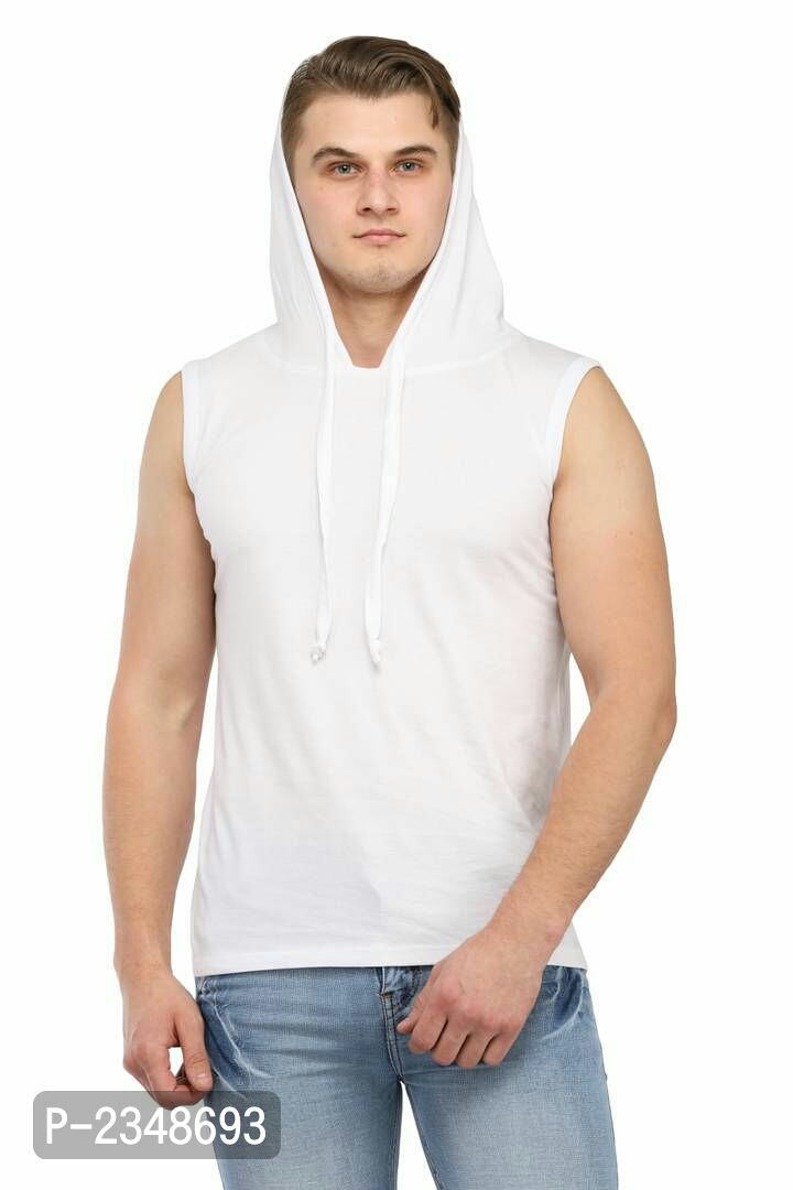 New !! Men's Cotton Solid Hooded Sleeveless T Shirt