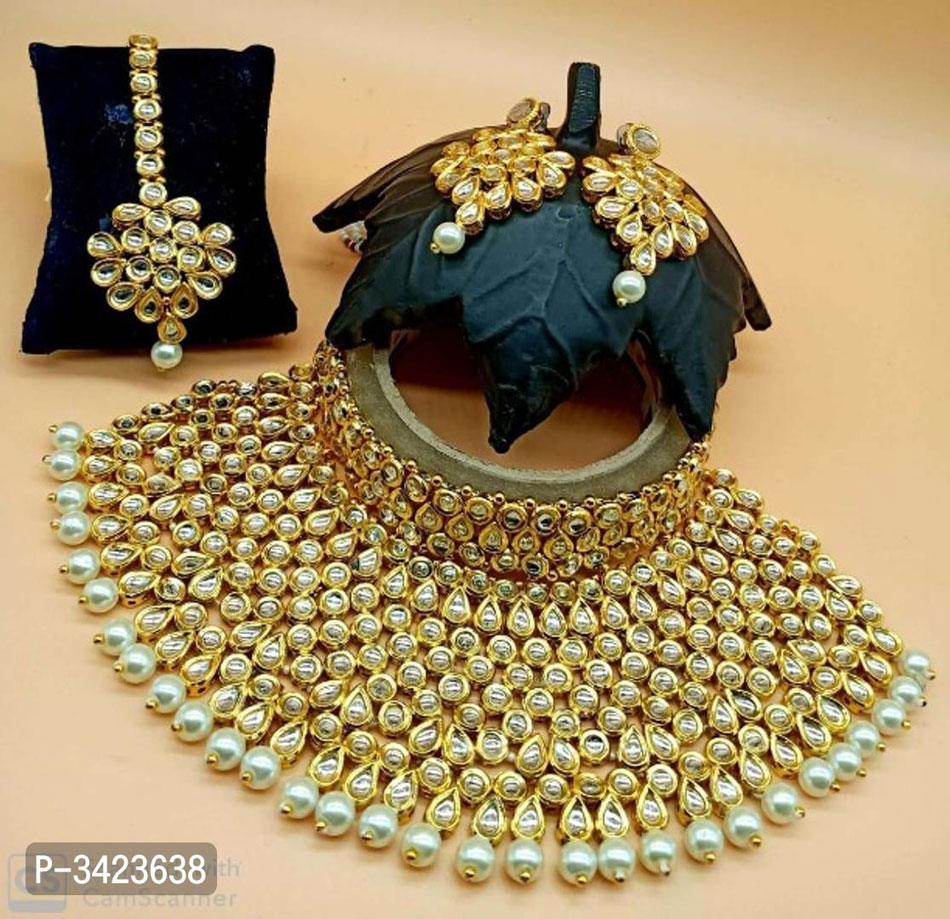 kundan copper necklace set with earrings